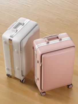 TH051 ultra light small front opening multifunctional boarding password luggage with aluminum frame suitcase