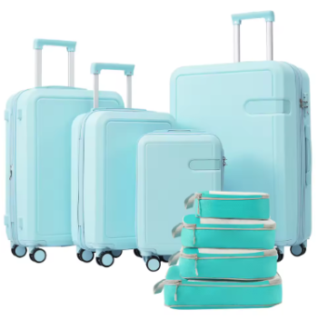 TH054 Luggage Set with Compression Packing Cubes for Suitcase Expanable Spinner Wheels Lightweight Suitcase with TSA Lock