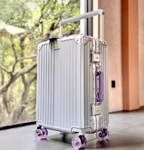 Pi1385 New Aluminum Frame Wide Handlebar Rolling Luggage Large Capacity Trolley Suitcase with Colorful Silent Spinner Wheels TSA Lock