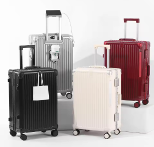 P1507 Ultralight luggage with cup holder, travel case with USB charging port, TSA lock for travel and business trip