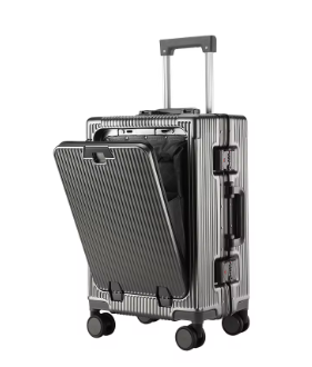 TH078 Rolling Trolley Case Front Opening Cabin Suitcase Spinner Wheel USB Charging Travel Luggage With TSA Lock For Men Women
