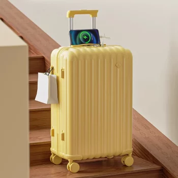 K643 Luggage Travel Female Mute Universal Wheel with USB Folding Cup Holder Trolley Case