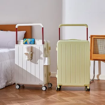 K636 PC Zipper Rolling luggage Trolley Case With Wheels Carry-on Luggage With Cup Holder