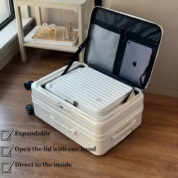 K825 Expandable Hard-Side Trolley Luggage Set with Side Opening - Carry-On & Checked Suitcases
