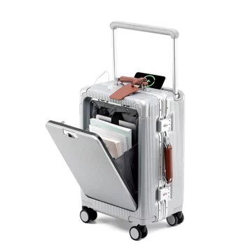 K729 Premium PC Wide Trolley Luggage Front Opening Multi-Functional Suitcase
