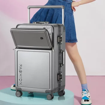 K717 New Luggage Aluminium Frame Wide Trolley Suitcase