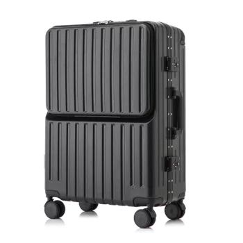 K572 New Wide Handle Suitcase Front Opening Trolley Case Male Multifunctional Zipper Aluminum Frame