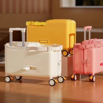 K667 Trolley Case Can Sit and Ride Portable Boarding Box Boy and Girl Brake Universal Wheel Suitcase
