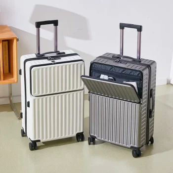 K846 Compact Unisex Business Suitcase Lightweight with Front Open Spinner Wheel Men's Carry-On Luggage