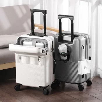 K659 New Travel Suitcase Front Opening Trolley Case with Wheels Business Boarding Bag Lightweight Rolling Luggage