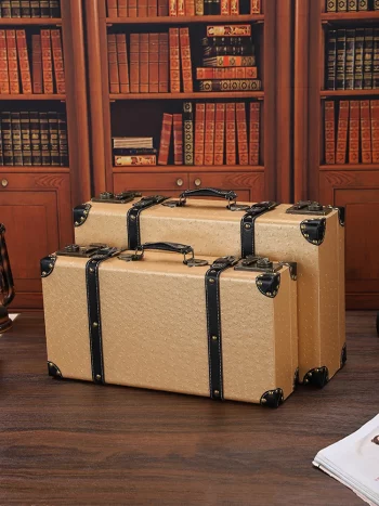 K686 Vintage Suitcases Wooden Hand-Held Storage Suitcase