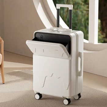 K671 Lightweight Front Opening Trolley Luggage Large Capacity Carry On Checked Unisex Suitcase