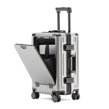 K586 Luggage Aluminum Frame Suitcase Front Opening Large Capacity 20 inch Boardable Travel Case Password TSA Lock