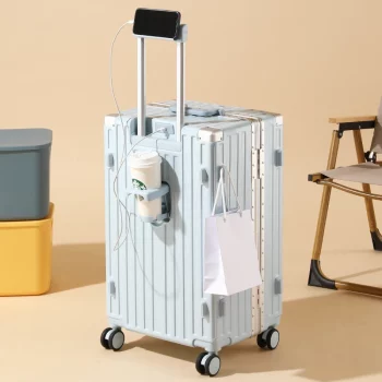 K598 Large Capacity USB Phone Stand Aluminum Frame Password Trolley Case Travel Wheeled Suitcases