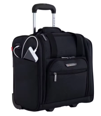 Smart Under Seat Carry-On Luggage with USB Charging Port, Black, Underseater 15-Inch