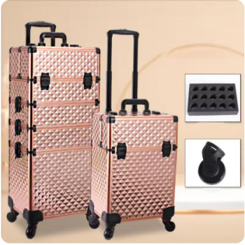 TH266 Professional Manicure Suitcases Travel Multilayer Large Capacity Makeup Valises Aluminium Luggage Trolley Tool Box Customized