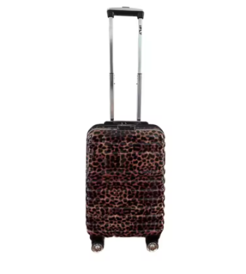 Pi1598 Ultra-Lightweight 20 Inch Leopard Print Luggage - 360° Silent Spinner Wheels Carry On Suitcase with TSA Lock Trendy Cabin Bag