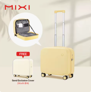 TH193 Mixi Carry On Suitcase 16 Inch Men Boarding Cabin Women Luggage Rolling Spinner Wheels Travel Bag 34L 100% PC Lightweight