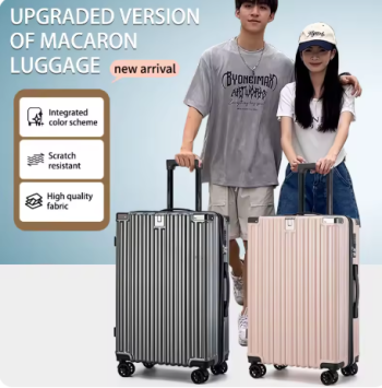 P1559 Sturdy Suitcase Aluminum Frame Trolley Case 20 Male and Female Students Universal Wheels 24 Boarding Suitcase Password Leather C