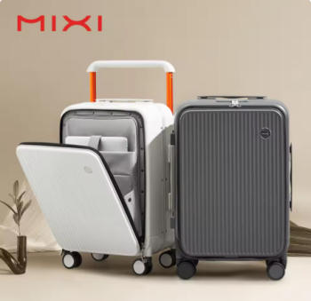 Pi1435 Mixi Front Laptop Pocket Suitcase Wide Handle Travel Suitcase Men 20''Carry-On Luggage Women PC Aluminum Frame Trolley Case 24''