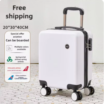 TH199 14-Inch Small Luggage Can Go On The Plane Without Checking, With A Password Lock, Leather Suitcase, Travel Trolley Case