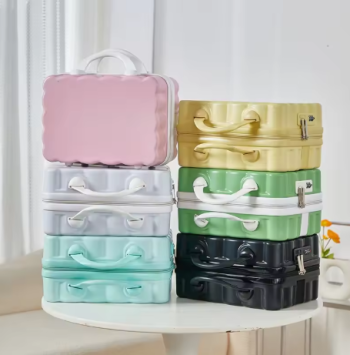 Pi1395 Mixi 14 Inch Fashion Lace Curve ABS PC Suitcase Cosmetic Case Soft Luggage Zipper Closure Portable Makeup With Combination lock