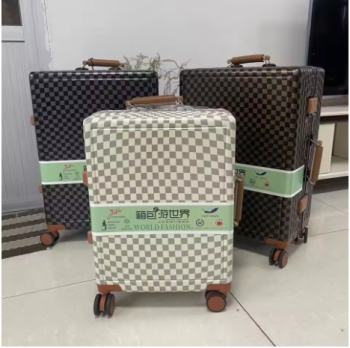 L561 Wide tie rod 20 chessboard new suitcase universal wheel suitcase large capacity business retro