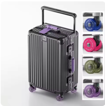 L565 New Aluminum Frame Wide Handlebar Rolling Luggage Large Capacity Trolley Suitcase with Colorful Silent Spinner Wheels TSA Lock
