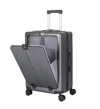 TH094 20/22/24/26‘’ Front Opening Suitcase Travel Rolling Luggage Aluminum Alloy Trolley PC Case with Spinner Wheel USB charging Plug