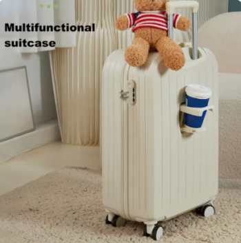 Pi1560 20" Suitcase Hard Shell Scratch-resistant with USB Interface Cup Holder Hook & Code Lock Silent Spinner Wheel Luggage Suitcase