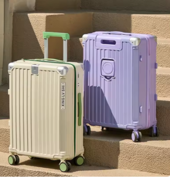 P1648 ABS+PC Multifunctional Luggage 18/20 inch Boarding Case with Cup Holder Charging Port Trolley Case 22/24/26/28’' Suitcase