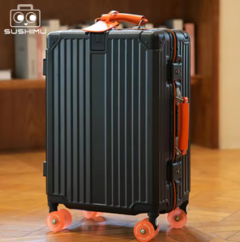 P1598 SUSHIMU Suitcase Wide Handle Travel Suitcase Men 20 24 Carry-On Luggage Women PC Aluminum Frame Trolley Case