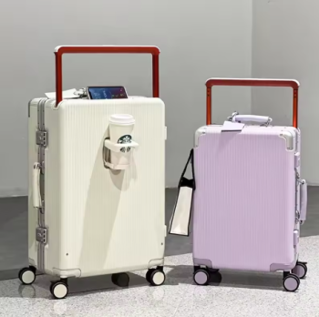 TH155 sushimu Suitcase Wide Handle Travel Suitcase Men 20 24 Carry-On Luggage Women PC Aluminum Frame Trolley Case