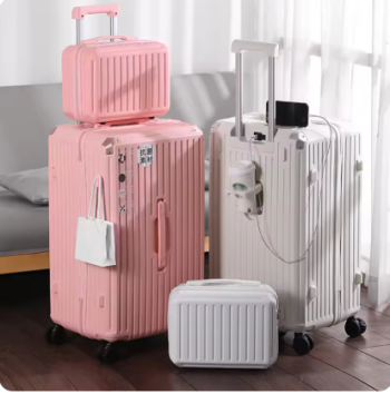 TH287 2024 New Durable Luggage Sets PC+ABS Spinner Wheel Suitcase TSA Lock USB Charging Women Men Carry-On Boarding Travel 20/24/26/28