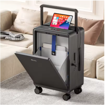 L832 20''24''Front Laptop Pocket Suitcase Wide Handle Travel Suitcase Men Carry-On Luggage Women PC Zipper Trolley Case With Wheels