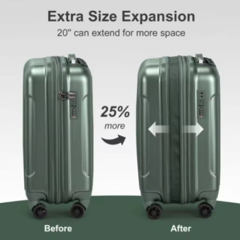 TH110 2 Piece Luggage Set 20 CarryOn Expandble Luggage Hardside Lightweight Suitcase 14 Mini Cosmetic Cases