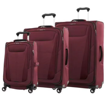 L591 Maxlite 5 Softside Expandable Luggage with 4 Spinner Wheels, Lightweight Suitcase, Burgundy, 3-Piece Set (21/25/29)