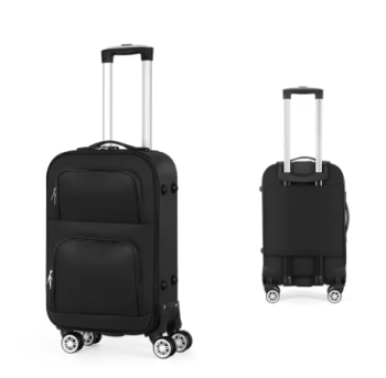 TH129 Soft edged travel 20 inch lightweight luggage with rotating wheels, Oxford fabric suitcase with small diagonal fabric