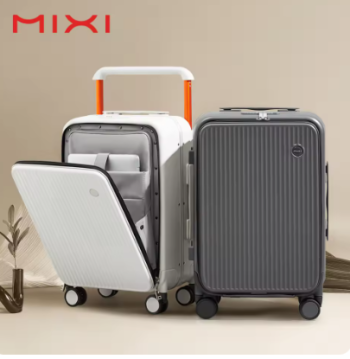 Pi1489 Mixi Front Laptop Pocket Suitcase Wide Handle Travel Suitcase Men 20''Carry-On Luggage Women PC Aluminum Frame Trolley Case 24''