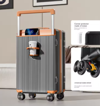 TH300 High Quality Suitcase Wide Handle Luggage USB Cup Holder Brake Wheel Suitcase Trip Cabin Multifunctional Trolley Case Suitcases