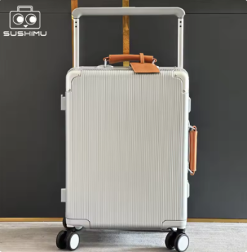 Pi1487 sushimu Suitcase Wide Handle Travel Suitcase Men 20 24 Carry-On Luggage Women PC Aluminum Frame Trolley Case