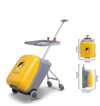 L765 Kids Luggage Can Sit And Ride Suitcase Baby Boys Girls Walking Baby Box Yellow Lazy Man Trolley Box Children's Suitcase On Wheel