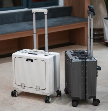 Pi1494 Front Opening Suitcase Multifunctional Suitcase Trip Cabin with USB Cup Holder Aluminum Frame Password Trolley Case Luggage