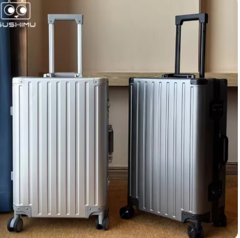 TH161 All-aluminum-magnesium alloy suitcase: women's 24-inch aluminum-framed swivel trolley case, men's 20-inch boarding travel metal