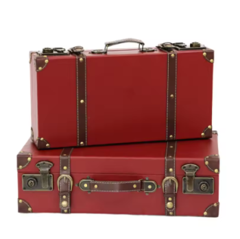 L771 Vintage European Storage Box Suitcase - Wooden Home Display Case, Photography Prop, Antique Decor Organizer