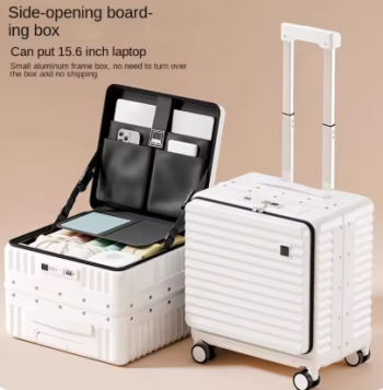 P1684 Front Opening 18/20 inch Suitcase Cabin Luggage Small 16 inch Short Trip Bag Ultra-light Aluminium Frame Luggage Large Capacity
