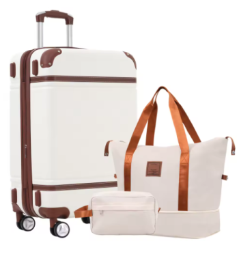 L589 Hardshell Luggage Sets with Bags Lightweight Suitcase Double Spinner Wheels with TSA Lock ,Single Vintage Luggage 28 IN