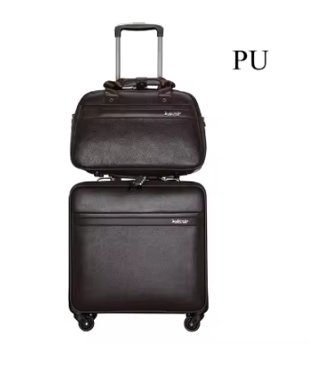 P1652 PU Leather Travel Rolling Bags Men Carry On Travel Wheeled Suitcase Men Spinner suitcase Luggage 18 Inch trolley Suitcase set