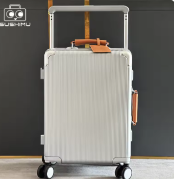 P1583 sushimu Suitcase Wide Handle Travel Suitcase Men 20 24 Carry-On Luggage Women PC Aluminum Frame Trolley Case