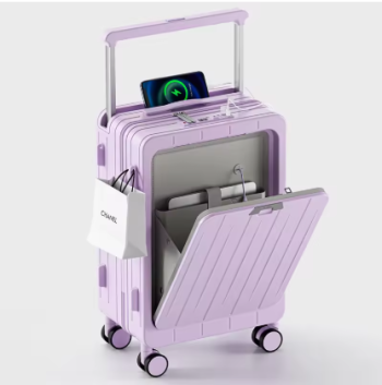 TH202 Front Open Luggage Suitcase 20/24 inch Wide Handle & Silent Wheels, Large Capacity for Business/Travel Luggage Suitcase